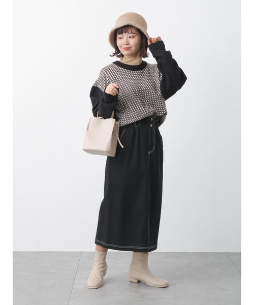 ehka sopo（エヘカソポ）の「シアーハイネックカットソー（ニット/セーター・レディース・ベージュ/ブラック/オフホワイト/グレー・ﾌﾘ-）」の13枚目の写真