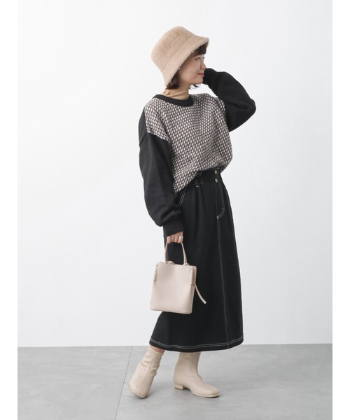 ehka sopo（エヘカソポ）の「シアーハイネックカットソー（ニット/セーター・レディース・ベージュ/ブラック/オフホワイト/グレー・ﾌﾘ-）」の15枚目の写真