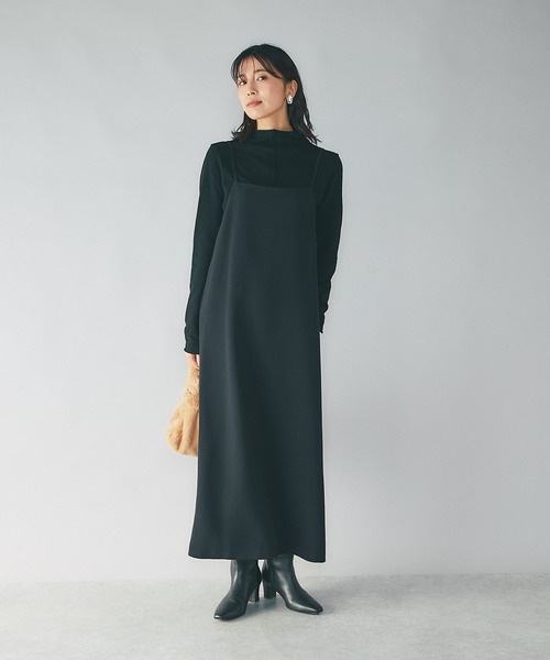 RIVE DROITE(リヴドロワ)の「レイヤードでシーズン問わず着回せる/ツイルキャミワンピース(ワンピース・レディース・ブラック/ベージュ・FREE)」の15枚目の写真