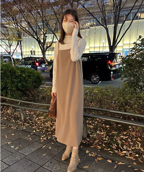 RIVE DROITE(リヴドロワ)の「レイヤードでシーズン問わず着回せる/ツイルキャミワンピース(ワンピース・レディース・ブラック/ベージュ・FREE)」の18枚目の写真