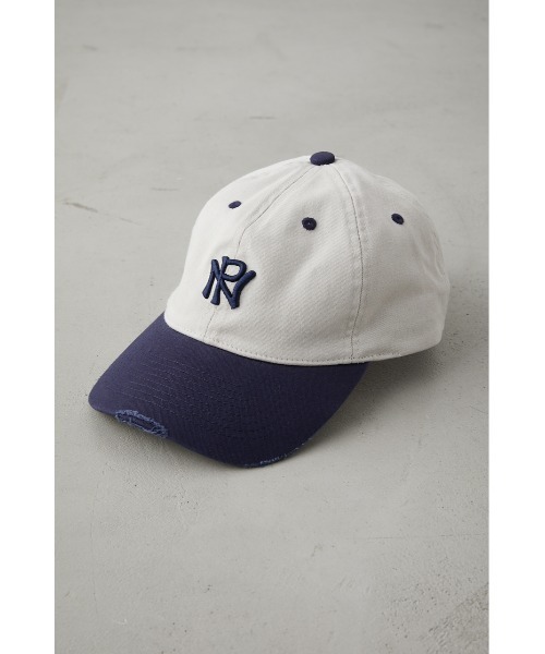 AZUL by moussy（アズールバイマウジー）の「NEO PREPPY EMBROIDERY CAP/ネオプレッピーエンブロイダリーキャップ（キャップ・メンズ・ブラック/イエロー/ホワイト系その他・FREE）」の2枚目の写真