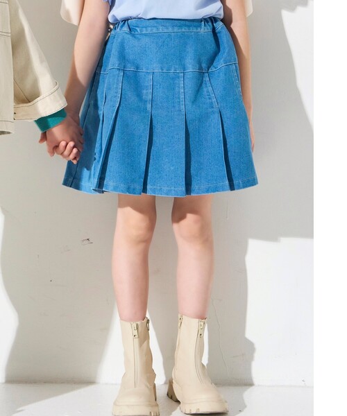 SHOO・LA・RUE（シューラルー）の「◆【110-140cm】インパン付きデニムプリーツスカート（デニムスカート・キッズ・ネイビー系5/ブルー系5・11/12/13/14）」の9枚目の写真