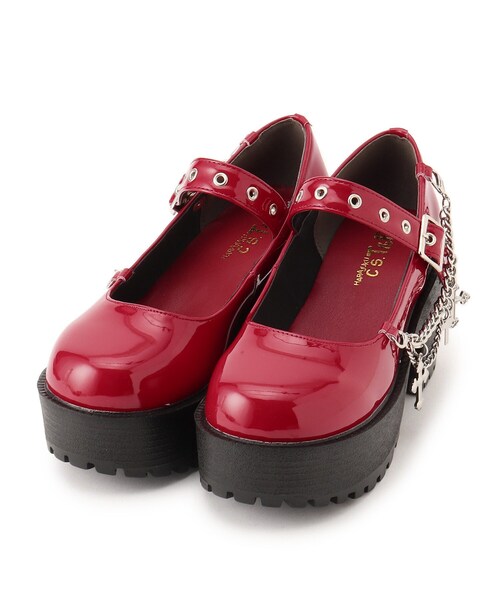 cs T&P(シーエスティーアンドピー)の「クロスチェーン付き厚底パンプス(パンプス・レディース・ブラック/ブラック系1/ネイビー系6/レッド系3・S/M/L/LL)」の4枚目の写真
