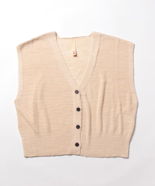 Q（キュー）の「ブークレーVネックベスト（ベスト・レディース・グレー/アイボリー・MEDIUM）」の3枚目の写真