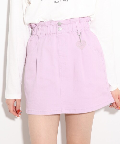 PINK-latte（ピンクラテ）の「◆【130cmサイズあり/キーホルダー付き/ウエスト調整可】ウエストタックスカート（スカート・キッズ・ブルー系8/ブルー系9/ベビーピンク/オフホワイト・15 /16/14/13）」の5枚目の写真