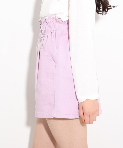 PINK-latte（ピンクラテ）の「◆【130cmサイズあり/キーホルダー付き/ウエスト調整可】ウエストタックスカート（スカート・キッズ・ブルー系8/ブルー系9/ベビーピンク/オフホワイト・15 /16/14/13）」の9枚目の写真