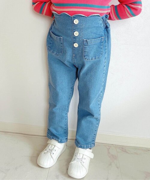 apres les cours（アプレレクール）の「ウエストスカラップパンツ（その他パンツ・キッズ・サーモンピンク/ブルー/アイボリー/サックスブルー・80/130/140/100/120/110/90）」の3枚目の写真