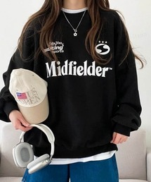 Dalfwin | 2023SS 春新作　韓国ファッション スウェット レディース Midfielderプリントスウェット　ロゴプリント 長袖 トレーナー オーバーサイズ ビッグシルエット(スウェット)