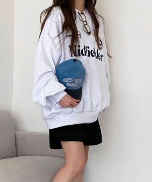 Dalfwin（ダールフィン）の「Midfielderプリントオーバーサイズスポーツウェア風スウェットトレーナー（スウェット・レディース・チャコールグレー/ブラック/グレー系その他・FREE）」の22枚目の写真