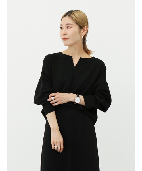 Samansa Mos2 blue(サマンサモスモスブルー)の「カットカーディガン(セットアップ可)(カーディガン/ボレロ・レディース・ライトベージュ/ブルー/ブラック/シルバーグレー/グリーン・フリ-)」の2枚目の写真