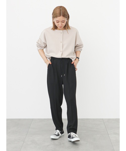 Samansa Mos2 blue(サマンサモスモスブルー)の「カットカーディガン(セットアップ可)(カーディガン/ボレロ・レディース・ライトベージュ/ブルー/ブラック/シルバーグレー/グリーン・フリ-)」の12枚目の写真