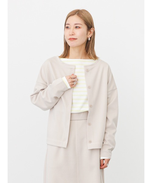 Samansa Mos2 blue(サマンサモスモスブルー)の「カットカーディガン(セットアップ可)(カーディガン/ボレロ・レディース・ライトベージュ/ブルー/ブラック/シルバーグレー/グリーン・フリ-)」の13枚目の写真