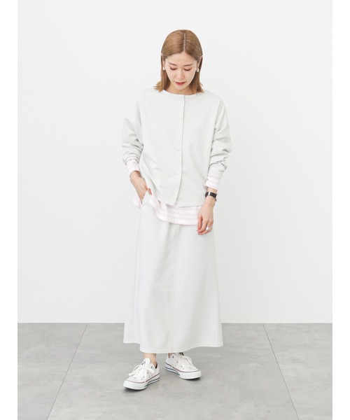 Samansa Mos2 blue(サマンサモスモスブルー)の「カットカーディガン(セットアップ可)(カーディガン/ボレロ・レディース・ライトベージュ/ブルー/ブラック/シルバーグレー/グリーン・フリ-)」の9枚目の写真