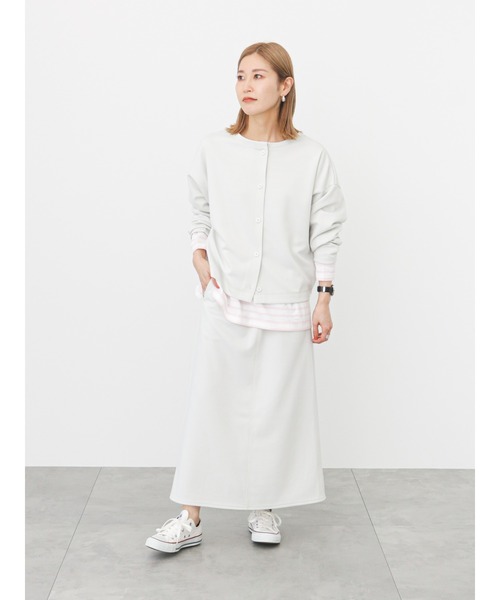 Samansa Mos2 blue(サマンサモスモスブルー)の「カットカーディガン(セットアップ可)(カーディガン/ボレロ・レディース・ライトベージュ/ブルー/ブラック/シルバーグレー/グリーン・フリ-)」の20枚目の写真