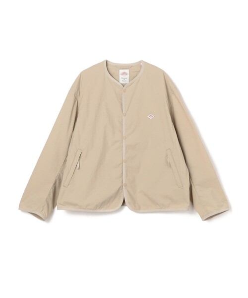 DANTON ノーカラージャケット ベージュ DANTON（ダントン）の「WOMEN'S NYLON TUSSER COLLARLESS JACKET