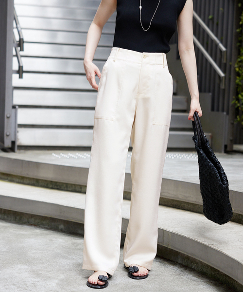 IENA（イエナ）の「《追加》アセテートライク ベイカーパンツ（その他パンツ・レディース・アイボリー/ブラック・36/34/38）」の13枚目の写真