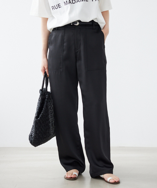 IENA（イエナ）の「《追加》アセテートライク ベイカーパンツ（その他パンツ・レディース・アイボリー/ブラック・36/34/38）」の6枚目の写真