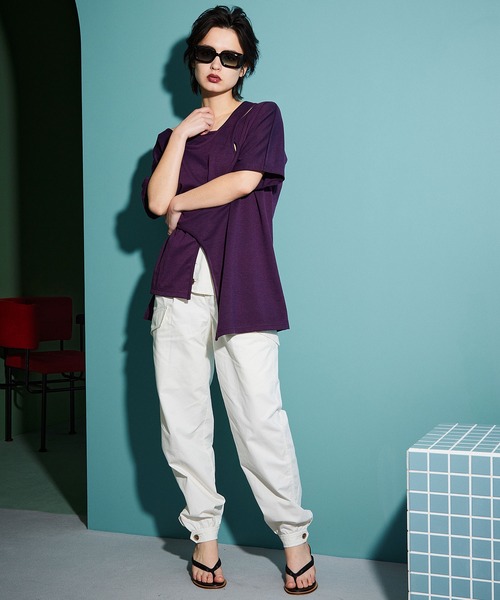 Maisones.(メゾネス)の「Button flap Trousers | ボタンフラップ パンツ(カーゴパンツ・レディース・ピンク/オフホワイト/ブラック・1/2)」の9枚目の写真