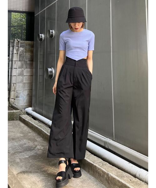 EMODA（エモダ）の「バックタイスカーフTシャツ（Tシャツ/カットソー・レディース・ブラック/ホワイト/ブルー/パープル・FREE）」の7枚目の写真