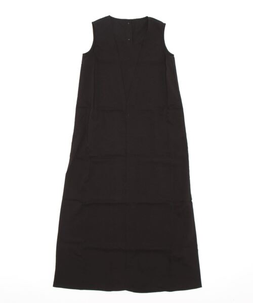 STYLEBLOCK(スタイルブロック)の「リネンタッチVネックデザインノースリーブワンピース(ワンピース・レディース・オレンジ/ライトベージュ/ブラック・M)」の4枚目の写真