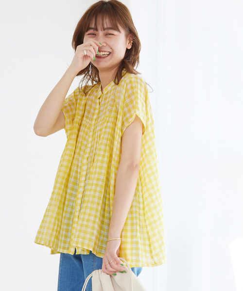 soil(ソイル)の「【SOIL/ソイル】FANCY GINGAM FRENCH/SL SH:ブラウス(シャツ/ブラウス・レディース・イエロー/ブルー/ネイビー・1)」の1枚目の写真
