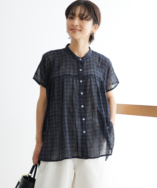 soil(ソイル)の「【SOIL/ソイル】FANCY GINGAM FRENCH/SL SH:ブラウス(シャツ/ブラウス・レディース・イエロー/ブルー/ネイビー・1)」の3枚目の写真