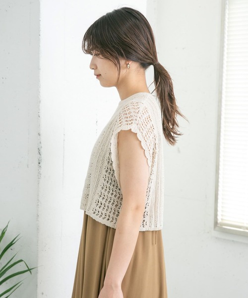 KBF（ケイビーエフ）の「クロシェニットベスト（ベスト・レディース・ブラック/ベージュ・ONE）」の8枚目の写真