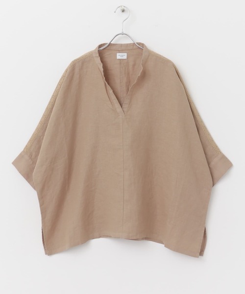 URBAN RESEARCH DOORS（アーバンリサーチドアーズ）の「リネンショルダーレーススキッパーブラウス（シャツ/ブラウス・レディース・ブラック/オフホワイト/モカ・MEDIUM）」の10枚目の写真