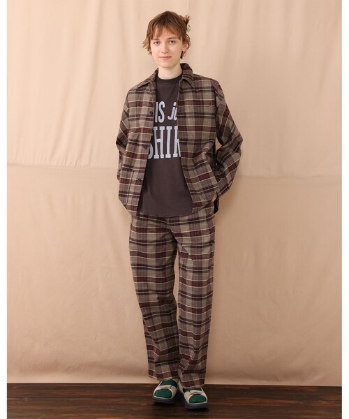 BEAMS BOY（ビームスボーイ）の「BEAMS BOY / フランネル チェック 2プリーツ パンツ（その他パンツ・レディース・チャコールグレー/ブラウン・1/2）」の7枚目の写真
