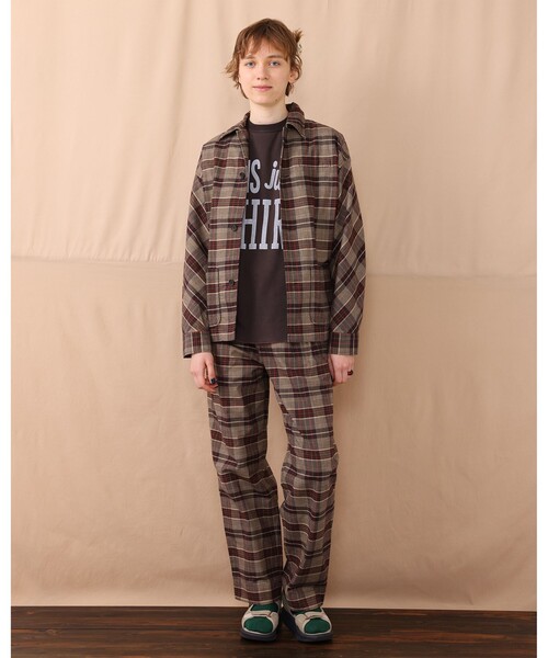 BEAMS BOY（ビームスボーイ）の「BEAMS BOY / フランネル チェック 2プリーツ パンツ（その他パンツ・レディース・チャコールグレー/ブラウン・1/2）」の8枚目の写真