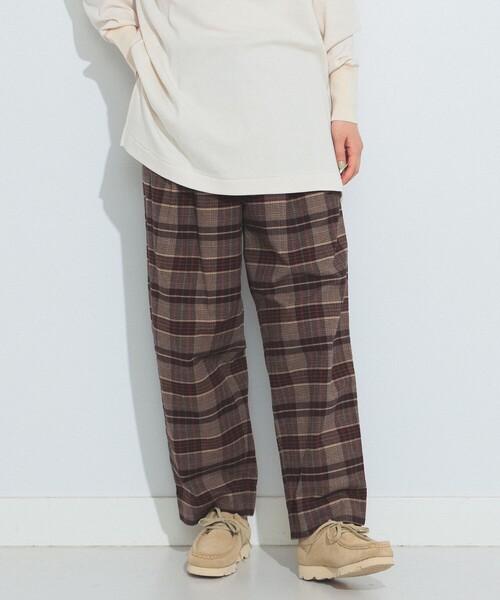 BEAMS BOY（ビームスボーイ）の「BEAMS BOY / フランネル チェック 2プリーツ パンツ（その他パンツ・レディース・チャコールグレー/ブラウン・1/2）」の13枚目の写真
