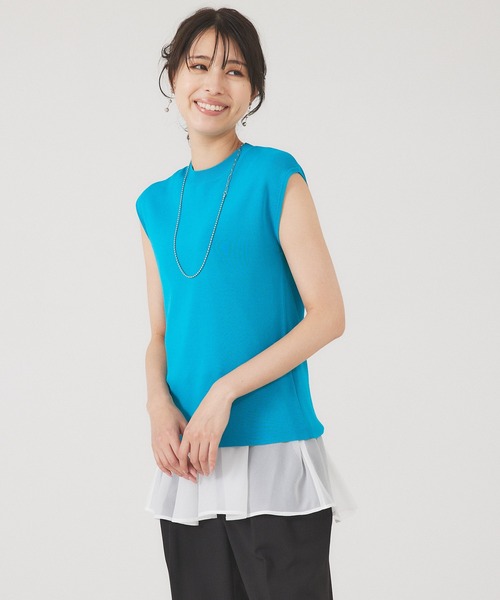 abahouse mavie（アバハウスマヴィ）の「ウォッシャブルノースリプルオーバー（ニット/セーター・レディース・ホワイト/ブラック/ブルー・フリー）」の9枚目の写真