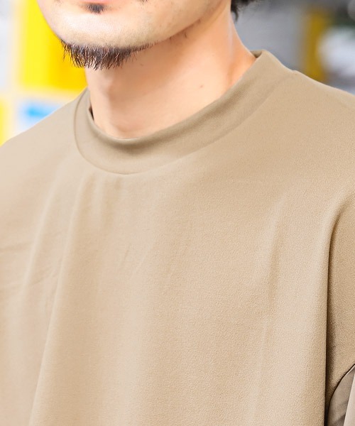 LUXSTYLE(ラグスタイル)の「カットジョーゼット異素材切替Tシャツ(Tシャツ/カットソー・メンズ・ベージュ/ブラック/グレー・M/L)」の10枚目の写真