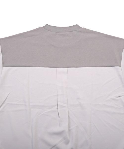 LUXSTYLE(ラグスタイル)の「カットジョーゼット異素材切替Tシャツ(Tシャツ/カットソー・メンズ・ベージュ/ブラック/グレー・M/L)」の18枚目の写真