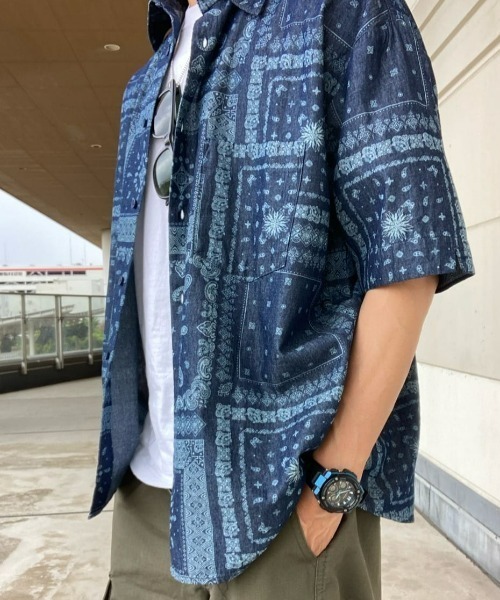 セール】【SUSTAINA-BLUE】サスティナブルー抜染シャツ（シャツ 