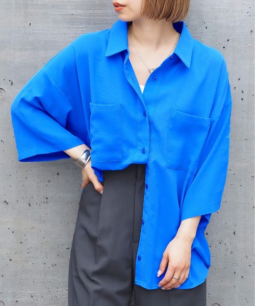 tiptop（ティップトップ）の「ダブルポケットBIGシャツ（シャツ/ブラウス・レディース・A/ラベンダー/アイボリー/ブラック/ブルー・FREE）」の17枚目の写真