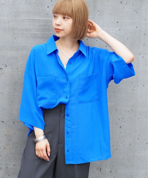 tiptop（ティップトップ）の「ダブルポケットBIGシャツ（シャツ/ブラウス・レディース・A/ラベンダー/アイボリー/ブラック/ブルー・FREE）」の18枚目の写真