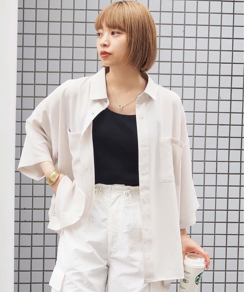 tiptop（ティップトップ）の「ダブルポケットBIGシャツ（シャツ/ブラウス・レディース・A/ラベンダー/アイボリー/ブラック/ブルー・FREE）」の11枚目の写真