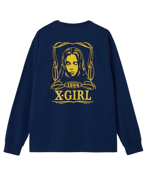 X-girl（エックスガール）の「PINSTRIPE FACE L/S TEE（Tシャツ/カットソー・レディース・ネイビー/ブラック/ホワイト・XL/M/L/S）」の6枚目の写真