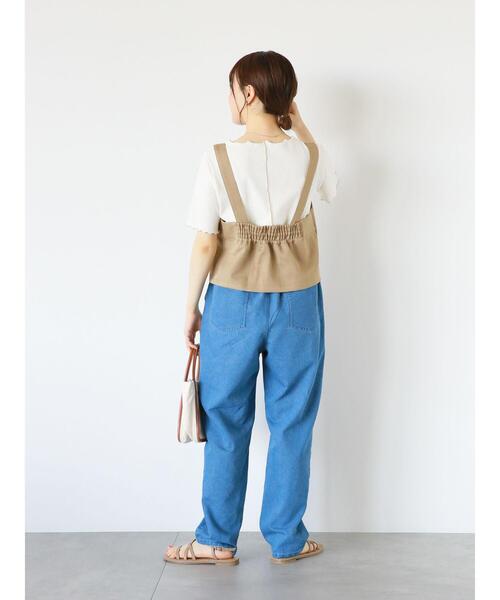 ehka sopo（エヘカソポ）の「配色メロー半袖テレコカットソー（Tシャツ/カットソー・レディース・ミント/オフホワイト/ブラック/ライトベージュ・F）」の8枚目の写真