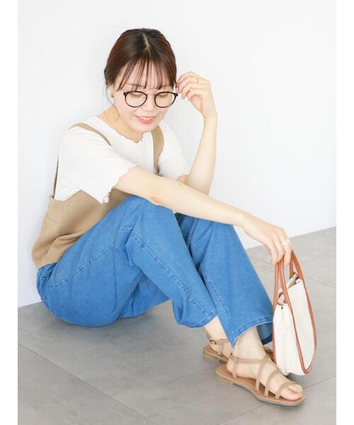 ehka sopo（エヘカソポ）の「配色メロー半袖テレコカットソー（Tシャツ/カットソー・レディース・ミント/オフホワイト/ブラック/ライトベージュ・F）」の12枚目の写真