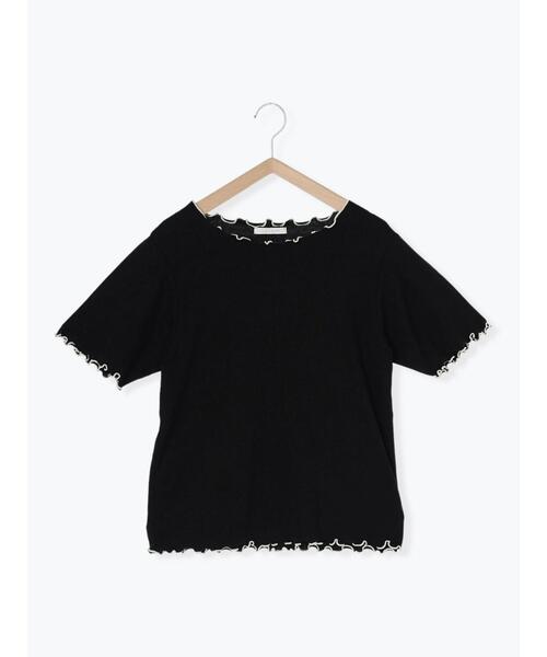 ehka sopo（エヘカソポ）の「配色メロー半袖テレコカットソー（Tシャツ/カットソー・レディース・ミント/オフホワイト/ブラック/ライトベージュ・F）」の10枚目の写真