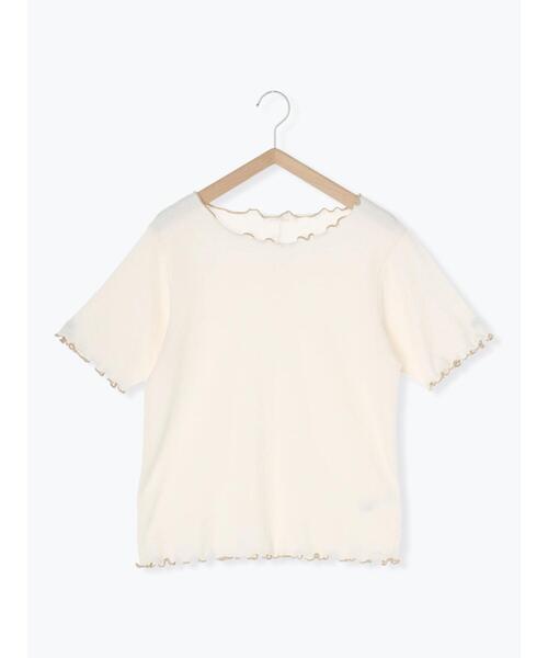 ehka sopo（エヘカソポ）の「配色メロー半袖テレコカットソー（Tシャツ/カットソー・レディース・ミント/オフホワイト/ブラック/ライトベージュ・F）」の19枚目の写真