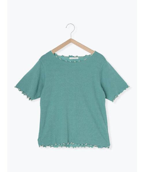 ehka sopo（エヘカソポ）の「配色メロー半袖テレコカットソー（Tシャツ/カットソー・レディース・ミント/オフホワイト/ブラック/ライトベージュ・F）」の16枚目の写真