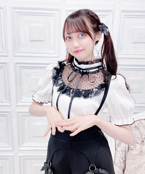 MA*RS（アメーバーマーズ）の「ドットヨークテレコトップス（シャツ/ブラウス・レディース・ピンク/ブラック/ホワイト・FREE）」の22枚目の写真