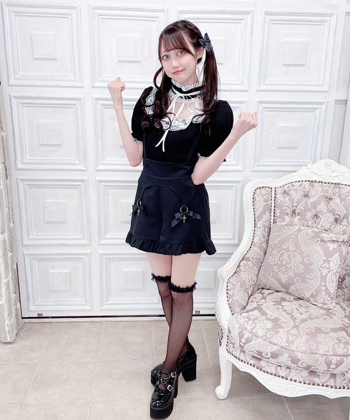 MA*RS（アメーバーマーズ）の「ドットヨークテレコトップス（シャツ/ブラウス・レディース・ピンク/ブラック/ホワイト・FREE）」の5枚目の写真