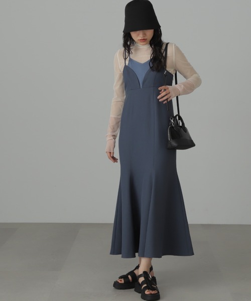 FREE'S MART（フリーズマート）の「◆トップレイヤードキャミマーメイドワンピース（ワンピース・レディース・ブラウン/ブラック/ブルー・SMALL/MEDIUM）」の6枚目の写真