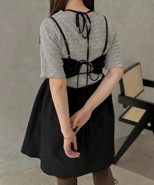 apres jour アプレジュール ミニキャミワンピース セール】【apres jour clair】ふくれジャガードミニキャミワンピース