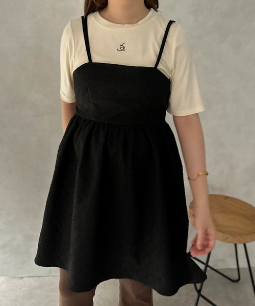 apres jour clair(アプレジュールクレア)の「【apres jour clair】ふくれジャガードミニキャミワンピース【ZOZOTOWN限定アイテム】(ワンピース・レディース・アイボリー/ブラック・X-LARGE/フリー)」の6枚目の写真