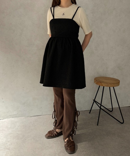 apres jour clair(アプレジュールクレア)の「【apres jour clair】ふくれジャガードミニキャミワンピース【ZOZOTOWN限定アイテム】(ワンピース・レディース・アイボリー/ブラック・X-LARGE/フリー)」の7枚目の写真